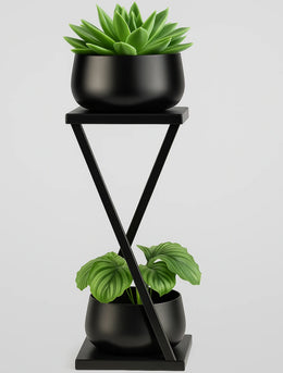 Nainileaf table stand with two pots