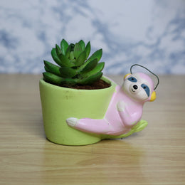 Sloth Bear Ceramic Pot (Light Pink)