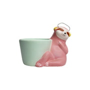 Sloth Bear Ceramic Pot (Dark Pink)