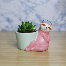 Sloth Bear Ceramic Pot (Dark Pink)