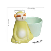 Sloth Bear Yoga Listening Music Ceramic Pot