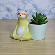 Sloth Bear Yoga Listening Music Ceramic Pot