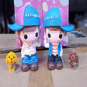Hatted Lover Dolls Chain With Puppy ( 2 Pc - 1 Boy & 1 Girl with Dogs)