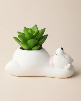 Nainileaf Sleeping Bear 4 inch raisin Pot- (Without Plant)